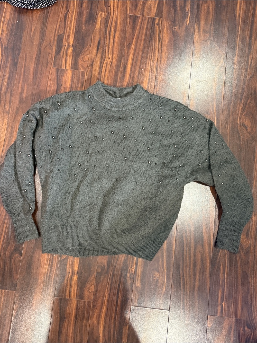 H&M Dark Gray Beaded Crewneck Sweater